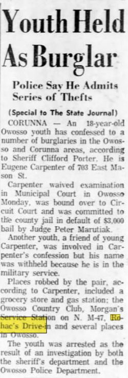 Rohacs Drive-In - Feb 1963 Article On Burglary (newer photo)